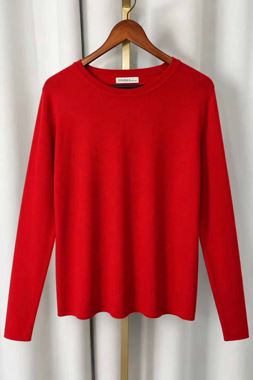 Zenana Crewneck Red Sweater